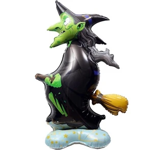 Huge Standing Witch Balloon Wizard Fairy Tale Halloween Party Decor Self Seal - Picture 1 of 7