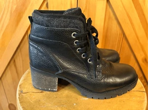 Maddison Toriz EU 38 US 7.5-8 Combat Boots Women's Black Leather Lug Chunky Bloc - Picture 1 of 10