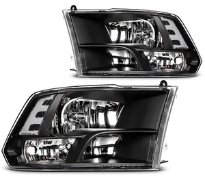 PAIR/2PCS Black Clear Headlights Assembly For Dodge Ram 1500 2500 3500 2009-2018 - Picture 1 of 19