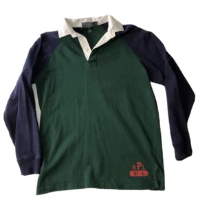 Vtg 90s Polo Ralph Lauren Youth L Boys Rugby 91 Green Tag Fits Mens S M Preowned - Picture 1 of 5