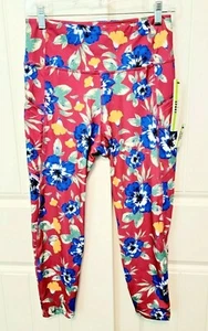 Nicole Miller Sport Women's Large High Waisted Leggings Pockets Pink Floral NWT - Imagen 1 de 10