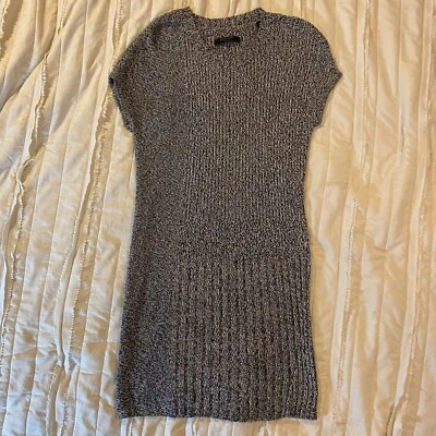 Vestido AllSaints Mujer Pequeño Gris Velo Suéter Dolman Hombro Caído Cuello Redondo Foto 1 de 4