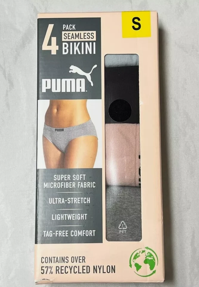 Biquíni sem costura feminino PUMA, pacote com 3 tecidos de microfibra ultra elástico pequeno - Imagem 1 de 1