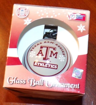 Texas A&M Aggies Athletics Glass Ball Christmas Ornament New in Box - Image 1 of 2