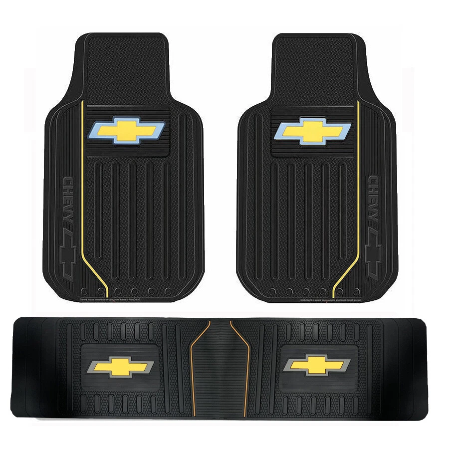 Brand New 3pcs Chevy Elite Style Car Truck Front Back Runner Rubber Floor Mats Foto 1 de 2