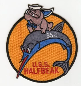 USS Halfbeak SS 352 - BDog Riding Fish - Submarine - BcPatch B412 - Picture 1 of 1