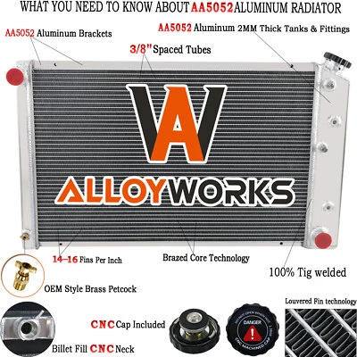 4 Rows Aluminum 28" Radiator Fits Chevy GMC Jimmy Blazer C/K Caprice Impala 161 Foto 1 de 4