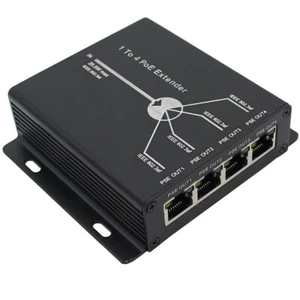 4 Ports 10/100M POE Extender RJ45 25.5W Extend 120M IEEE 802.3af For IP Camera - Picture 1 of 10