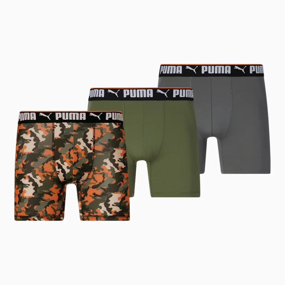 Paquete de 3 calzoncillos boxer PUMA para hombre GRIS/VERDE/NARANJA talla L Foto 1 de 1