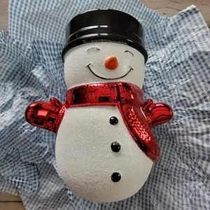 Bath And Body Works 2021 Snowman Glitter 3 Wick Pedestal Candle Holder - Picture 1 of 12