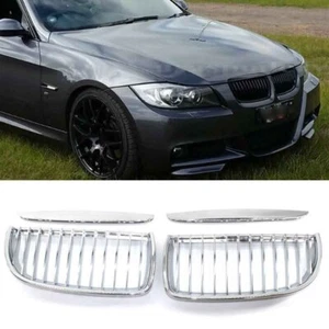 Chrome Front Kidney Grill Grille Bumper For BMW 3-Series E90 E91 2005-2008 AI - Picture 1 of 7