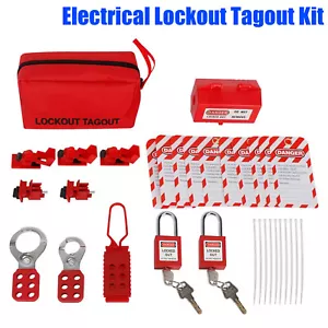 32x Electrical Lockout Tagout Kit Circuit Breaker Lockout Hasps Lockout Tags AU - Picture 1 of 17