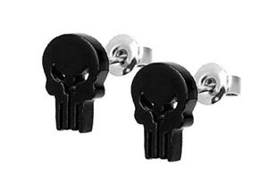 Marvel Comics the Punisher Skull Stud Earrings 316l 18g - Picture 1 of 1