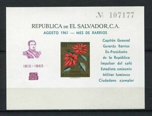 27345) El Salvador 1960 MNH New Flowers Gold Ovptd Cpt Barrios