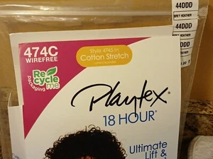 Women's Playtex Bra #474C Ultimate Lift&Support Cotton Stretch 44DDD Grey Hther - Picture 1 of 29