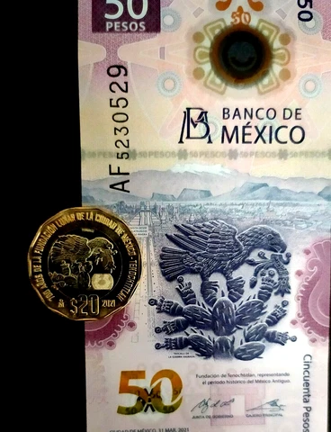 Billete $50 Pesos Ajolote  + $20 pesos 700 años de la fundacion lunar Cover