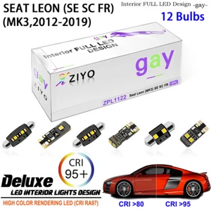 LED Light Bulbs White Interior Light Kit for MK3 2012-2019 Seat Leon SE SC FR - Picture 1 of 8