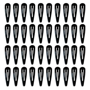 40 Pack Black 2 Inch Barrettes Women Metal Snap Hair Clips Accessories - Picture 1 of 3