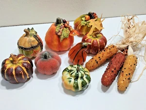 Fall Faux Pumpkin Gourds Corn Vegetables Halloween Decorations Lot - Picture 1 of 4
