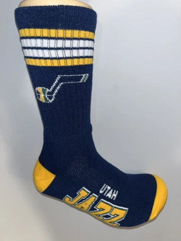 UTAH JAZZ NBA LOGO BLUE 4 STRIPE CREW LENGTH SOCKS LARGE Cover