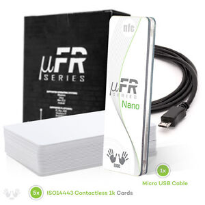 NFC RFID Reader µFR Nano USB 13,56MHz Writer Free software SDK &Card/tag samples