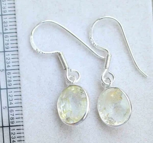 Pendiente colgante de plata de ley 925 con topacio amarillo lágrima de 12,50 quilates - Imagen 1 de 4