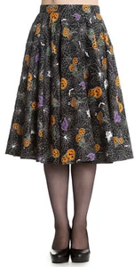 Hell Bunny HARLOW Halloween Spiderweb Swing Skirt TELLERROCK Rockabilly - Bild 1 von 3
