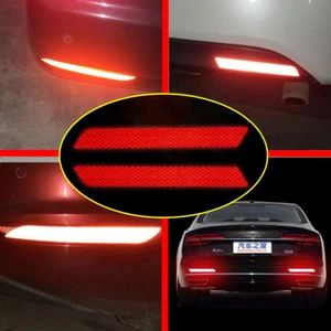 Universal 2pcs Red Car Auto Rear Bumper Reflective Marker Warning sticker Decal - Picture 1 of 1