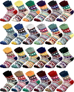 24 Pairs Winter Vintage Warm Socks for Women Thick Soft Cold Crew Knit Socks for - Picture 1 of 6