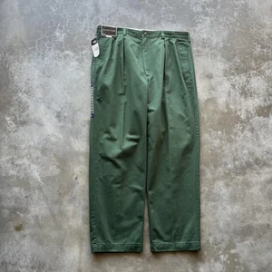 Polo Ralph Lauren Pants Mens 38x30 Green Andrew Pleated Front Chino Made USA - Picture 1 of 13