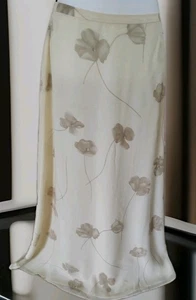 Vintage Oscar By Oscar De La Renta Skirt Size 12 Midi Cream Floral 100% Silk... - Picture 1 of 12