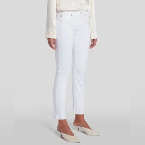 7 For All Mankind Jeans Roxanne Skinny Ankle 29 Raw Hem White Stretch - Picture 1 of 11