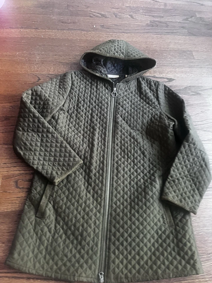 Chaqueta acolchada verde Kate Hill para mujer botones a presión talla L grande Foto 1 de 4