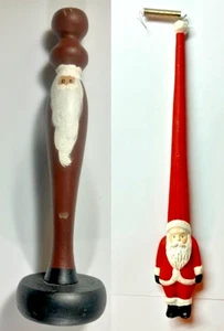Vintage 1990s Jim Shore Pencil Folk Art Long Santa Claus 7.5 in Wood 2 Different - Picture 1 of 9