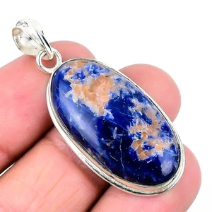 Vendita giorno delle sorelle sodalite naturale argento sterling art deco moglie ciondolo gioielli - Foto 1 di 8