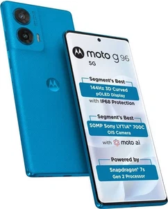 MOTOROLA G96 5G (Dresden Blue 128GB 8GB RAM) 7s Gen 2 Processor Global Version - Picture 1 of 20