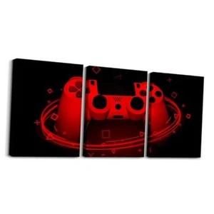Gamer Canvas Wall Art for Living Room Bedroom Boys Gaming Red Coral Black - Picture 1 of 7