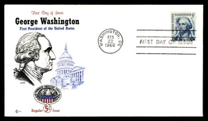 Mayfairstamps US FDC 1966 George Washington 5c First President First Day Cover a - Picture 1 of 2