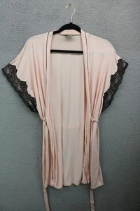 Seductivewear by Cinema Etoile koralle schwarz Spitze Morgenmantel-klein-Gürtel-weich & kuschelig - Bild 1 von 11