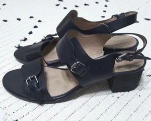 Schicke neu im Karton Madewell Mariel schwarze Leder-Sandale mit mittelhohem Blockabsatz Schnalle - Größe 7,5 - Bild 1 von 8
