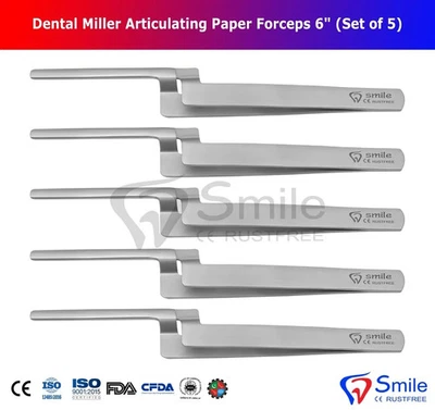 SHANZI 6 Pcs Miller Articulating Paper Forceps Straight Serrated Dental Plier German