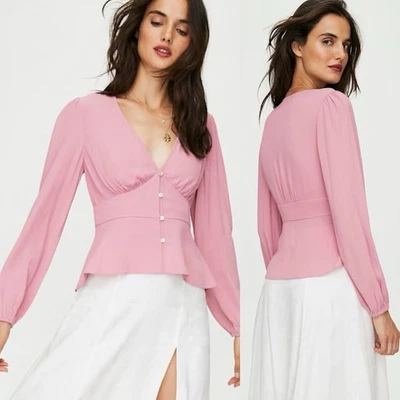 Aritzia Wilfred warm pastel pink dusty rose prairie blouse size small - Image 1 of 4