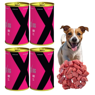 Hundefutter Nassfutter Hund 4x 1200g Getreidefrei mit Rind in Dosen X-DOG - Bild 1 von 4