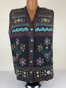 Chaleco Victoria Jones Vintage Mujer Talla 2XL Bordado Floral Paisley Y2K Boho - Imagen 1 de 9