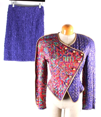 Traje Chaqueta Falda Jeanne Marc Vintage Años 80 90 Para Mujer Talla 8/10 Hecho en EE. UU. Foto 1 de 4