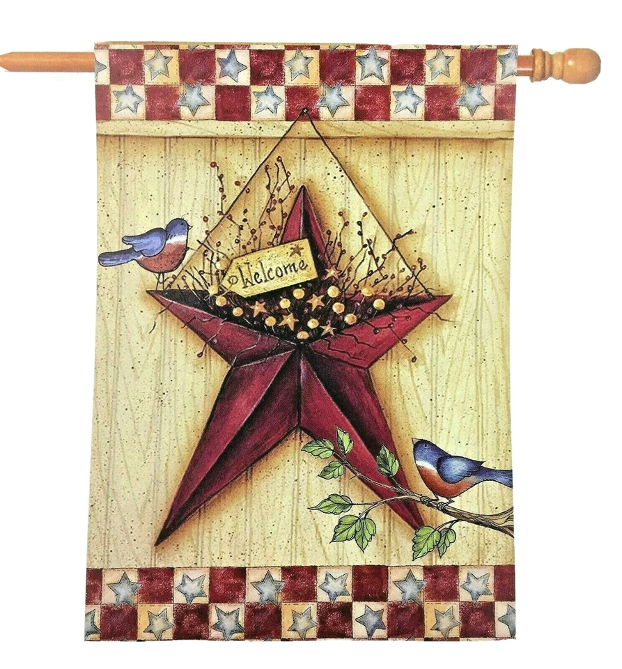 Bandera Americana Barn Star House 28 x 40 Welcome Country estilo rústico occidental Foto 1 de 1