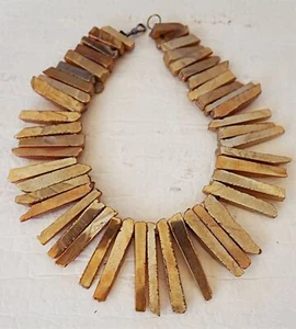 Goldbeschichtet schillernd Sonnenuntergang Aura Quarz Halsband Dolch Spitze Halskette 17" - Bild 1 von 4