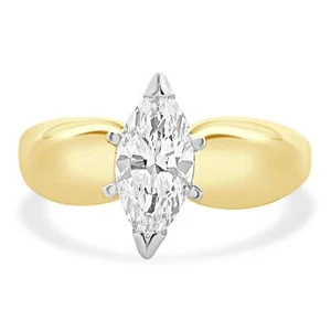 18 Karat Yellow Gold Marquise Cut Diamond Engagement Ring - Picture 1 of 4