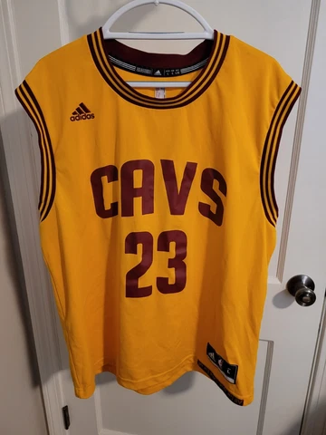 LeBron James Cleveland Cavaliers Yellow Adidas Jersey Men's Large Light Staining Cover
