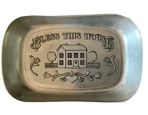 RWP Wilton Armetale Pewter Bread Dish Bless This House Bread Tray Made in USA - Picture 1 of 4